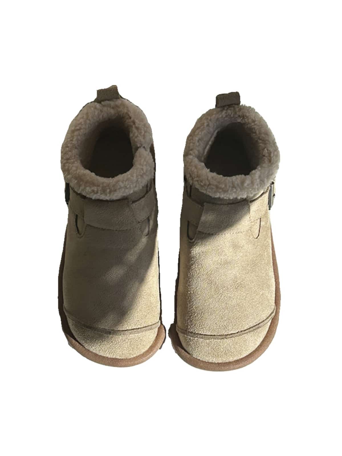 Imitation lamb wool round head flat-bottomed short boots winter velvet soft-soled belt buckle snow boots