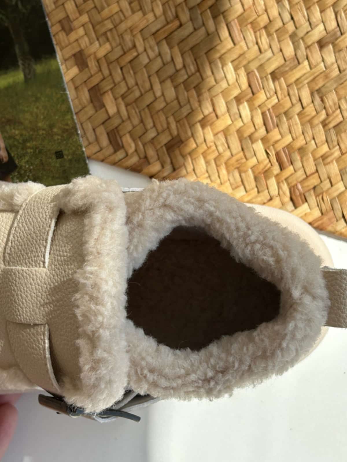 Round head flat boots winter imitation lamb wool beige cute warm snow boots