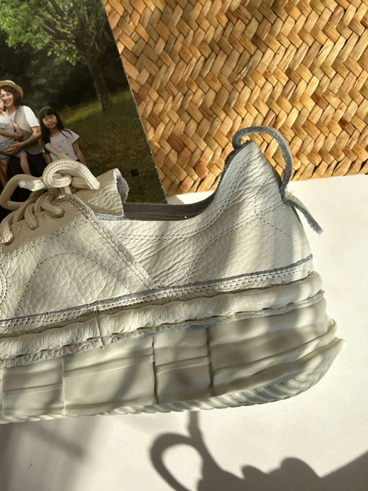 Leather round head lace-up thick-soled big head shoes spring height-increasing white shoes