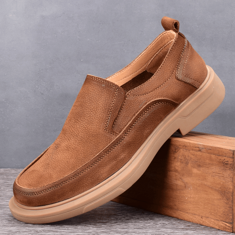 Men's leather shoes leather soft sole non-slip thick sole shock absorption casual one-pedal men's shoes driving lazy shoes