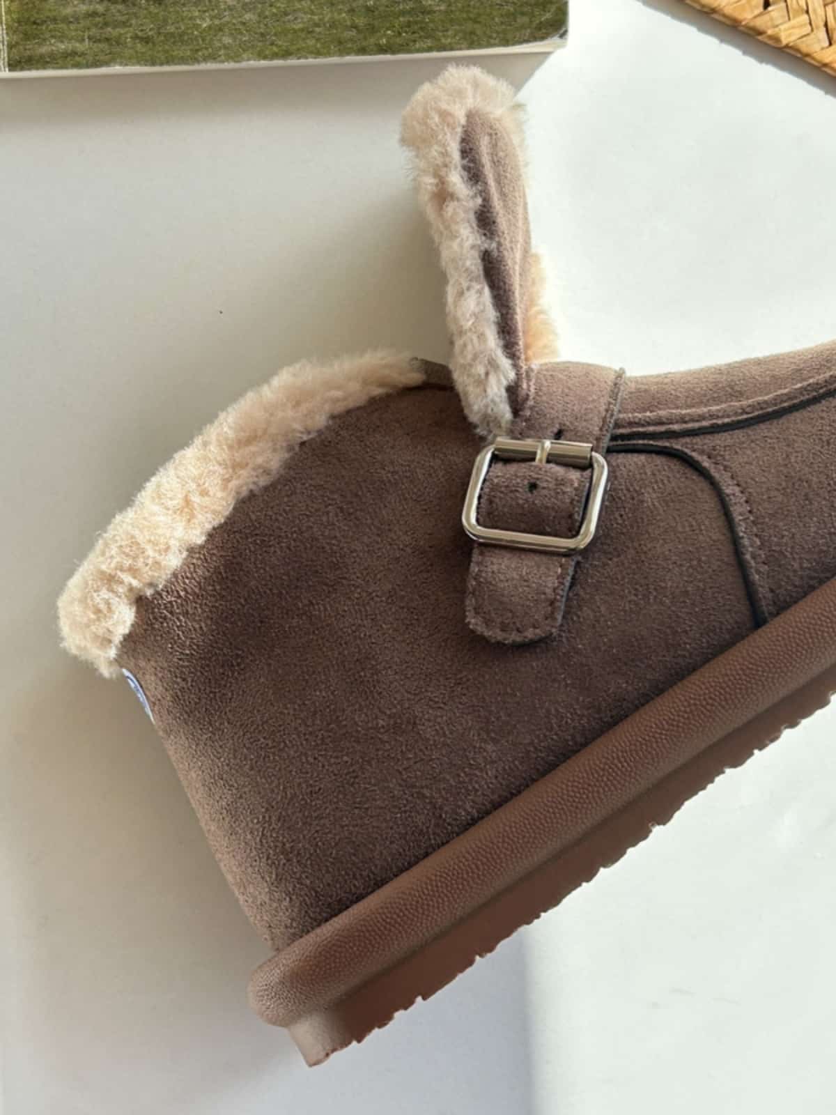 Suede round head flat bottom short boots winter warm velvet soft bottom snow boots