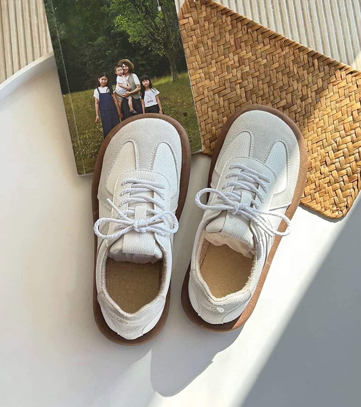 Round head lace-up flat shoes, new soft-soled deep-mouth single shoes, German training shoes autumn