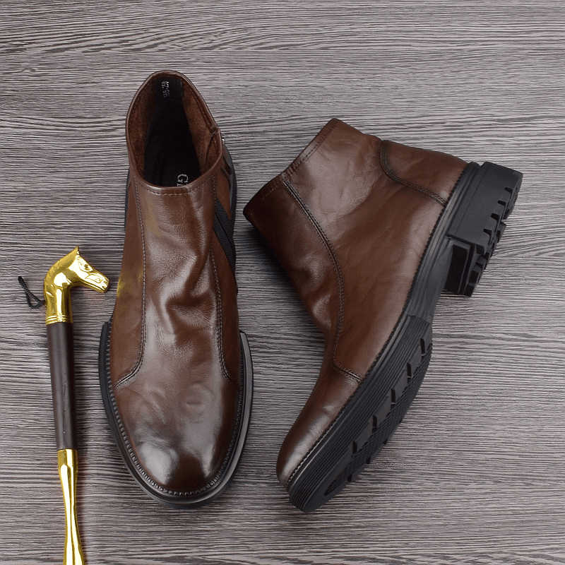 Martin boots men's leather non-slip boots medium top trend men's boots soft sole business