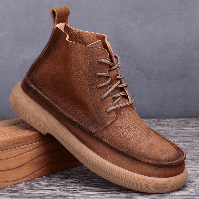 Leather Martin boots men's casual fashion versatile wide-footed big-headed leather boots men's loose high-top leather shoes style