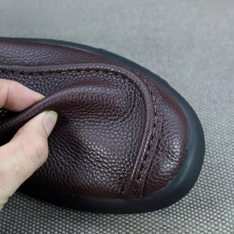 Casual single-layer leather shoes men's genuine leather first-layer cowhide foot cover lazy shoes men's breathable driving shoes soft sole