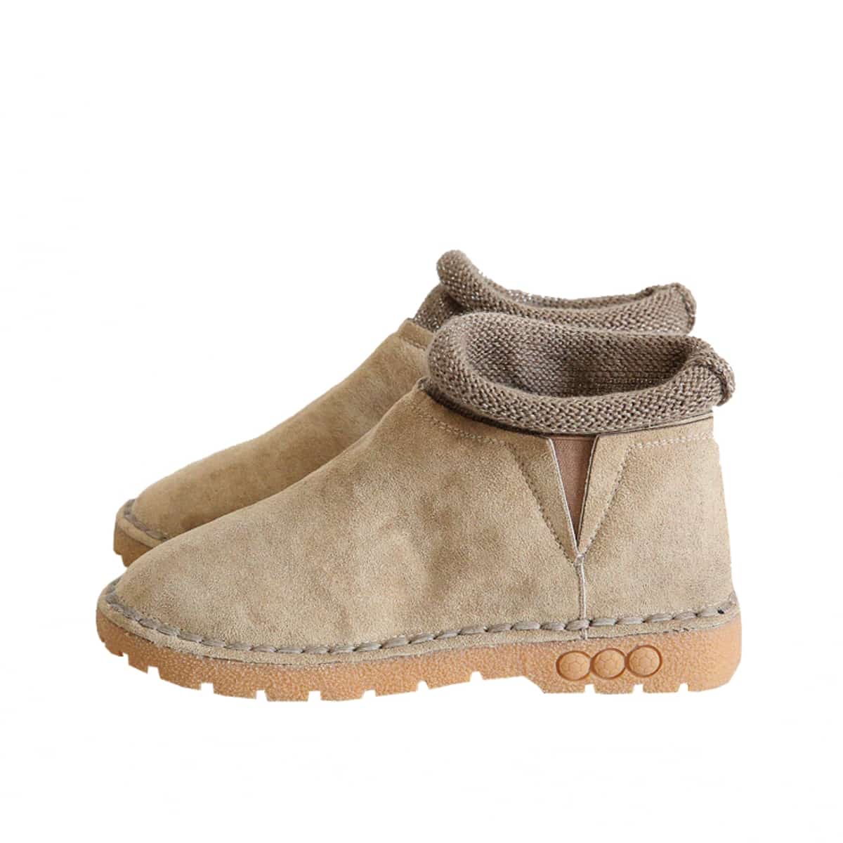 Wool mouth round head flat bottom women's boots autumn and winter new handmade comfortable soft sole short boots women