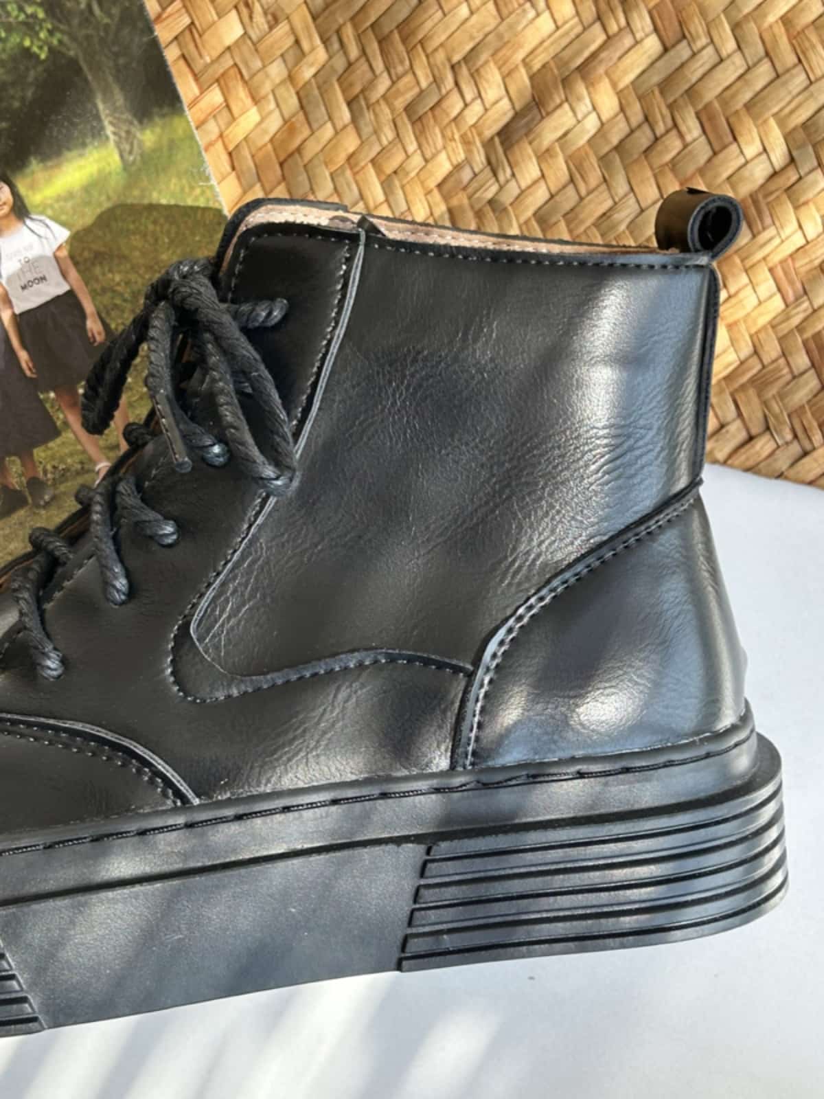 Round head lace-up thick-soled big-head Martin boots autumn black versatile short boots women