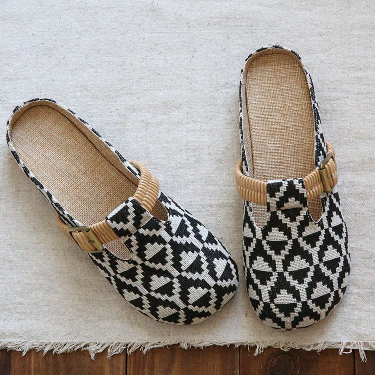 Cotton and linen bag head flats summer new handmade comfortable soft-soled plaid women's cool slippers