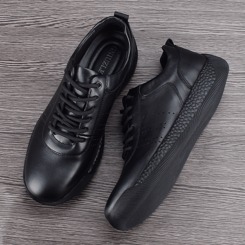 Leather Ultra-light and wear-resistant solid-soled outdoor sports shoes, black soft-soled casual leather shoes, men's full cowhide