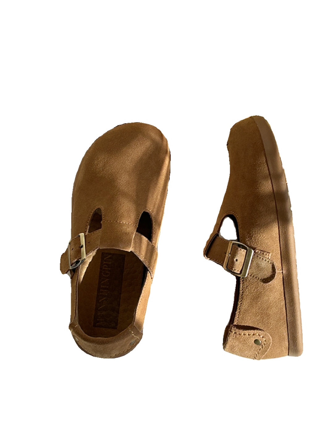 Leather Birkenstocks women's new soft-soled single shoes, one-pedal buckle, shallow mouth lazy shoes