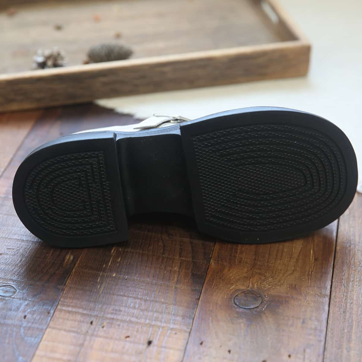 Leather hollow platform big head shoes summer fashion thick heel bag head Roman sandals