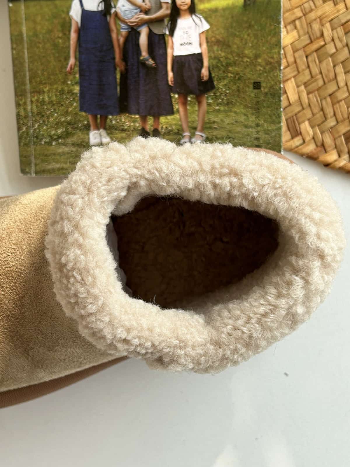Imitation lamb wool round head flat-bottomed short boots autumn and winter warm soft and cute snow boots