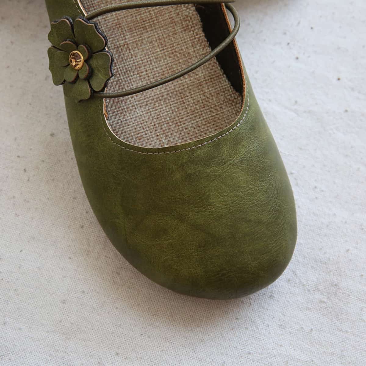 Small fresh petal bag head flat shoes handmade comfortable cotton and linen word with shallow mouth single shoes women