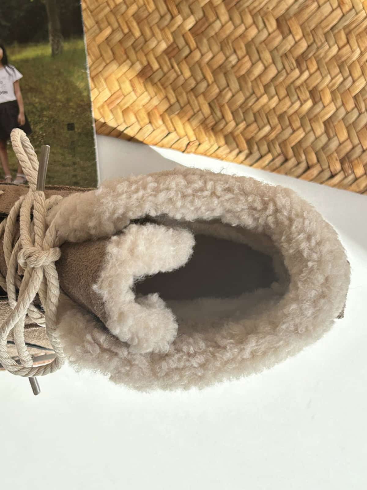 Imitation lamb wool round head strap-up thick-soled short boots winter warm and heightening snow boots