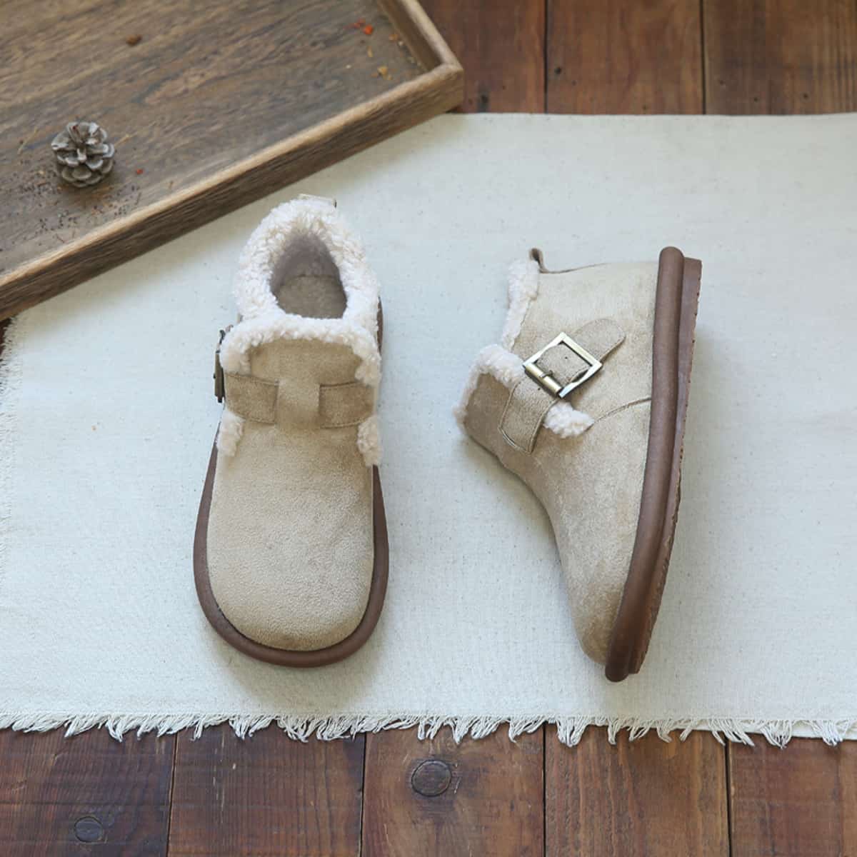 Round head flat bottom short boots winter new imitation lamb wool comfortable snow boots