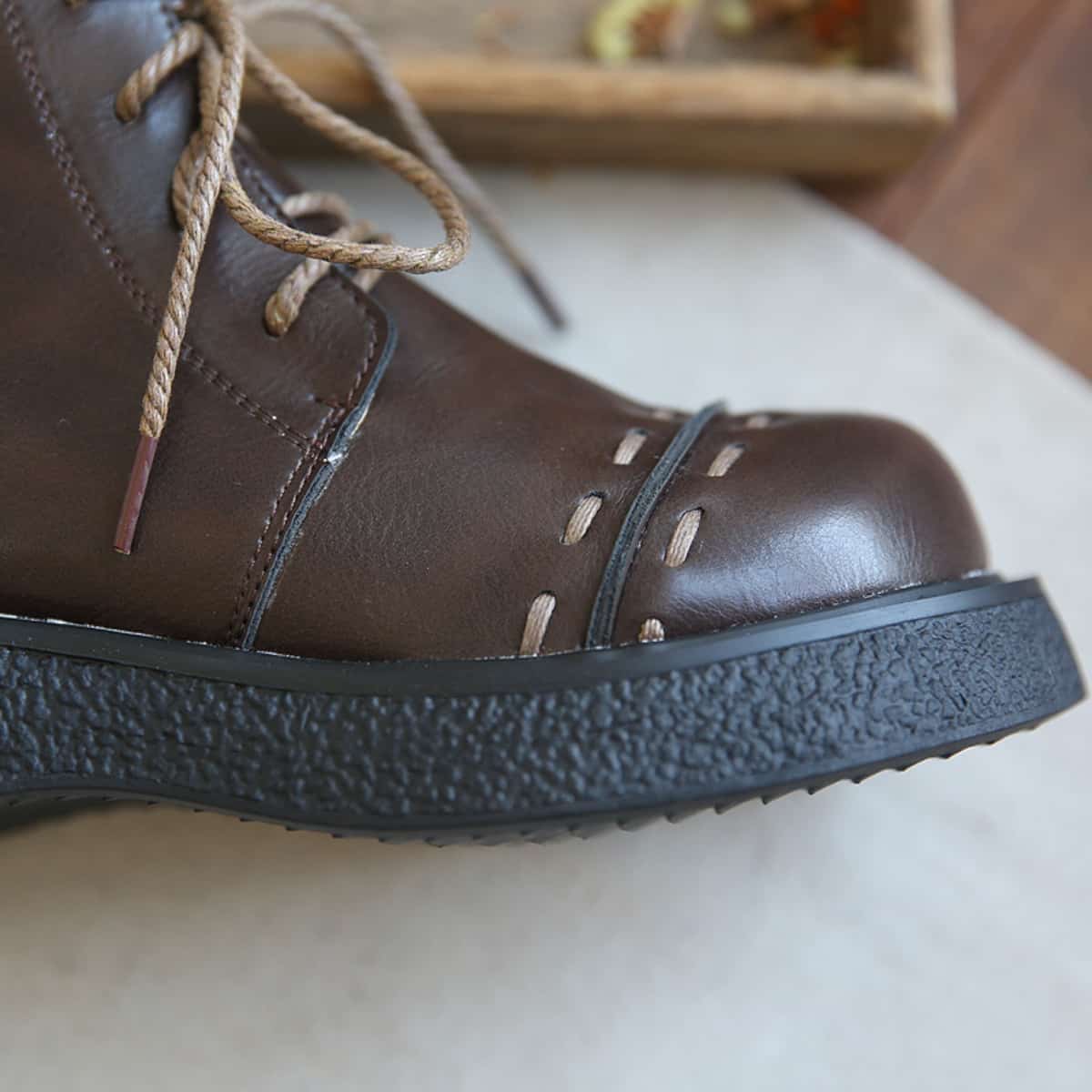 Glossy round head lace-up platform big head shoes black heightening locomotive boots Martin boots women's autumn