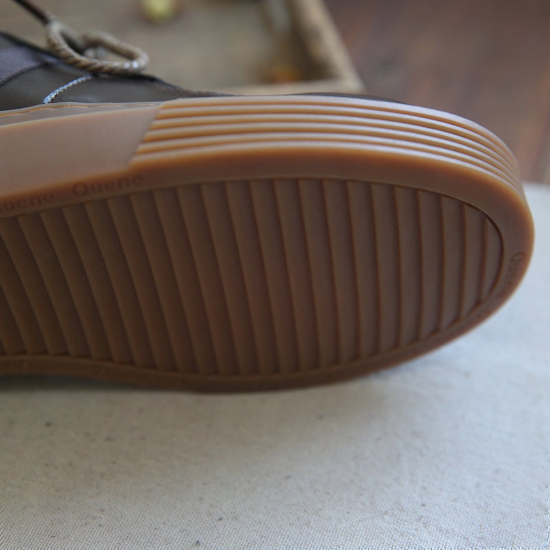 Glossy round head lace-up thick-soled big head shoes versatile small leather shoes single shoes women's autumn