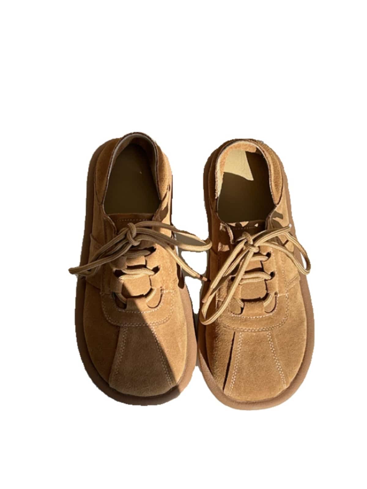 Leather round head lace-up flat shoes spring and summer new soft-soled comfortable single shoes