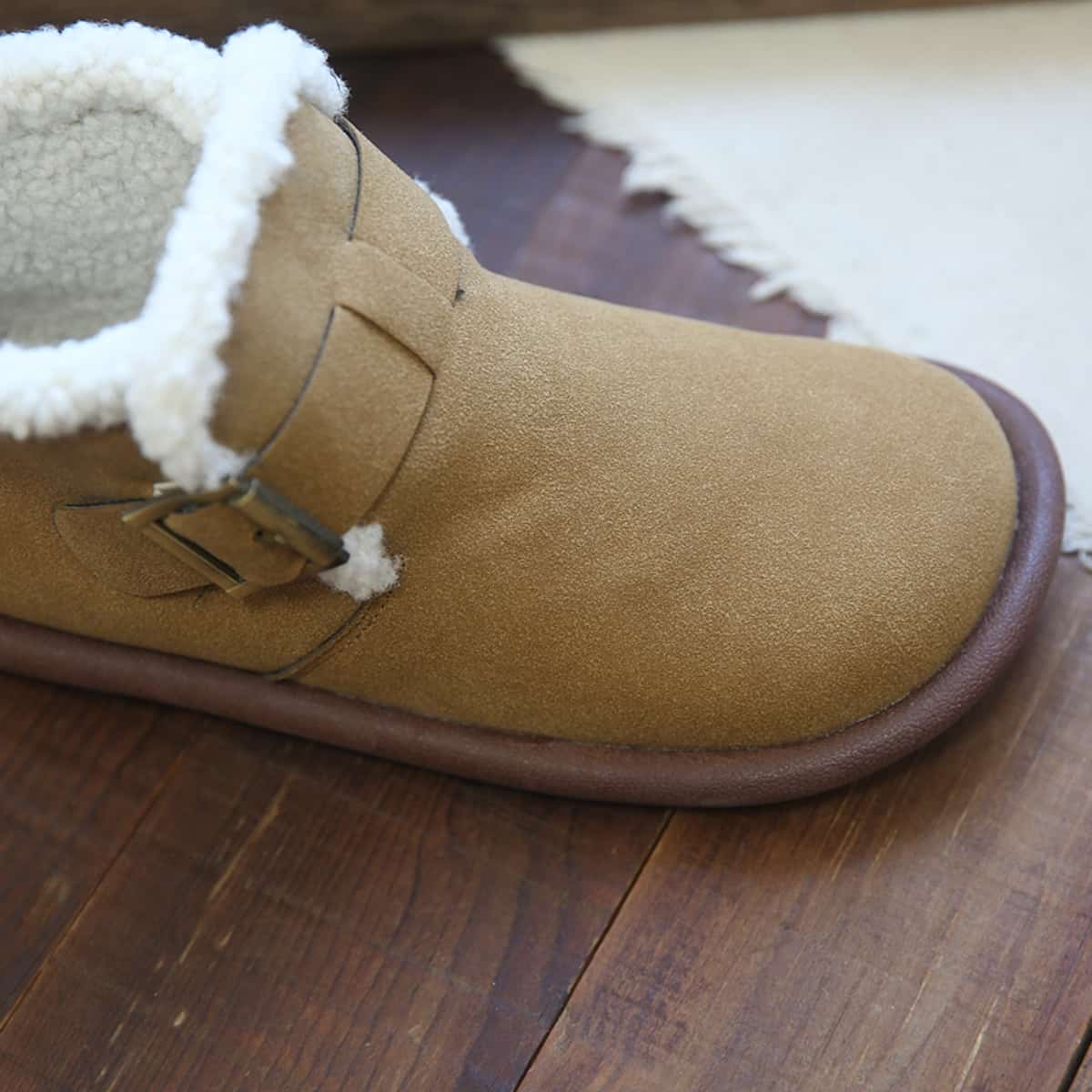Imitation lamb wool round head flat-bottomed short boots winter low-heeled comfortable snow boots