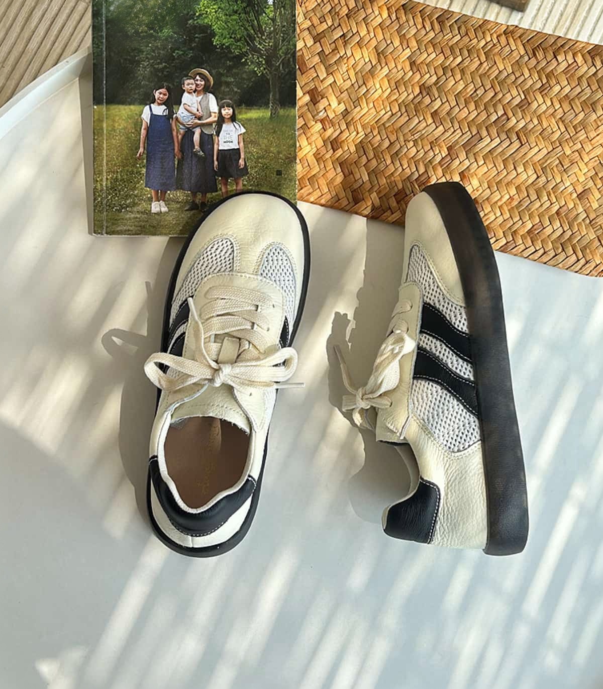 Dexun shoes women's new flat baseplate shoes summer mesh white shoes sports shoes