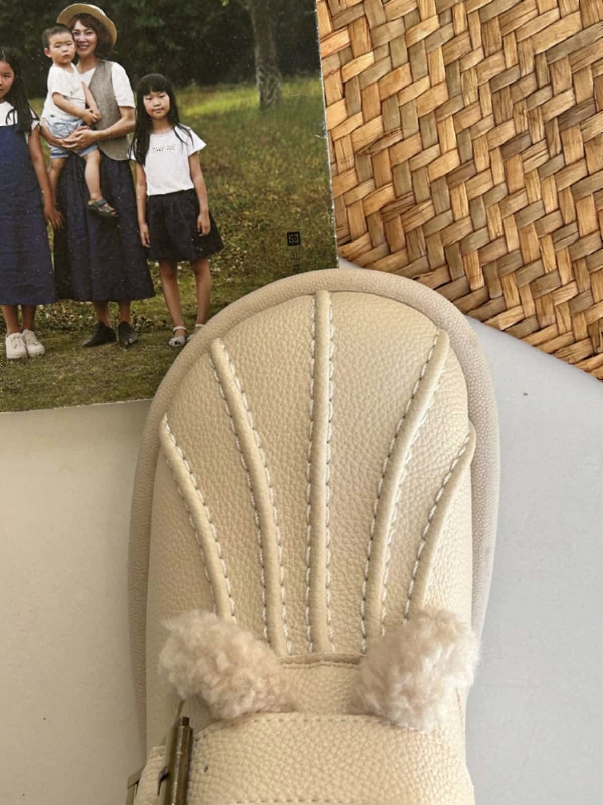 Imitation lamb wool round head flat-bottomed short boots winter cute belt buckle beige snow boots