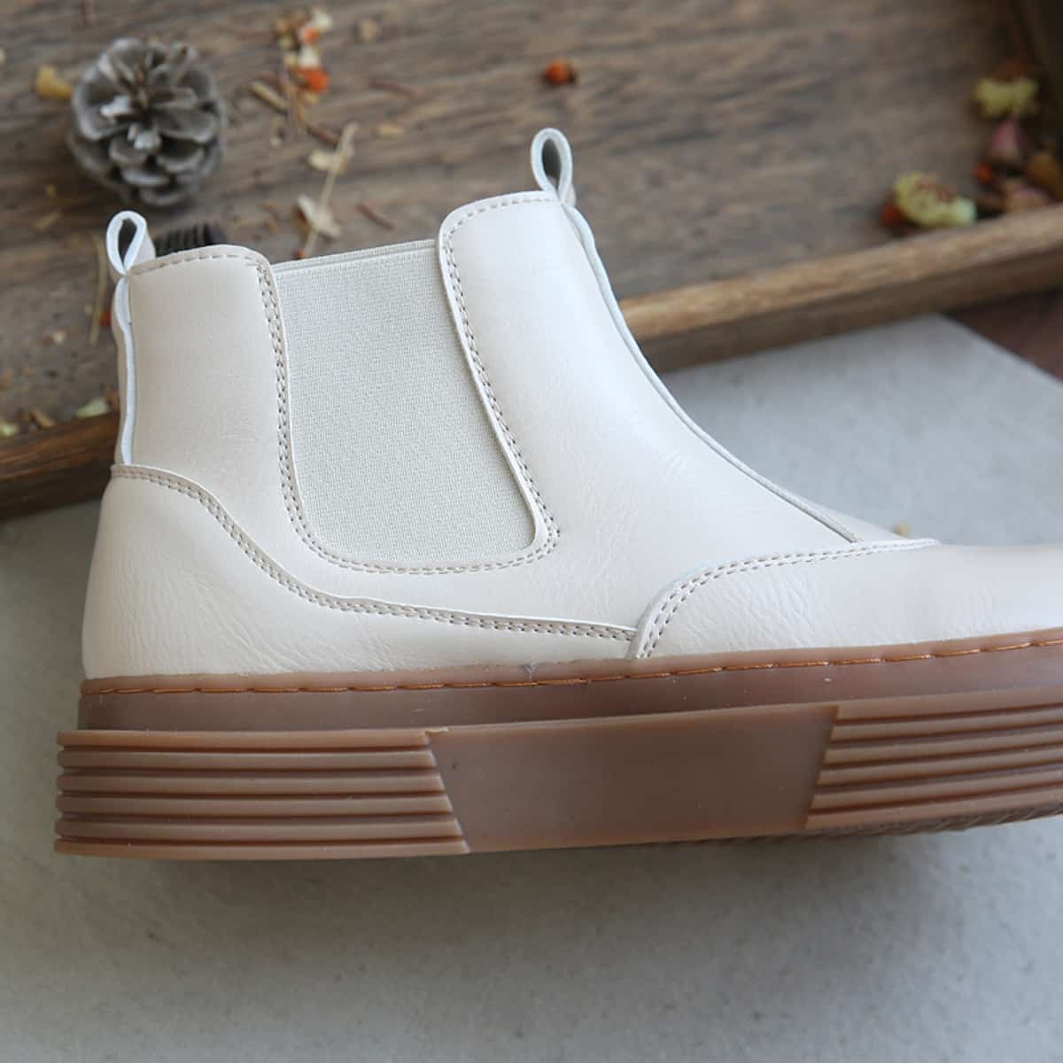 Round Head Platform Big Head Shoes Fleece Versatile Short Boots  Boots