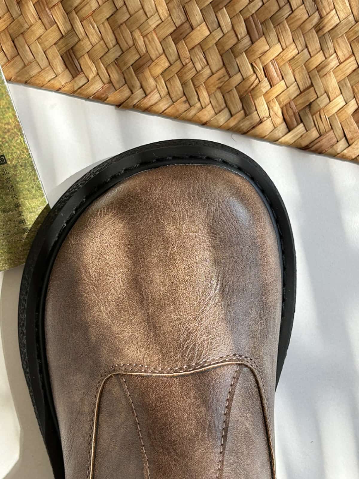 Round head thick sole big head Martin boots new middle heel fashion short boots women