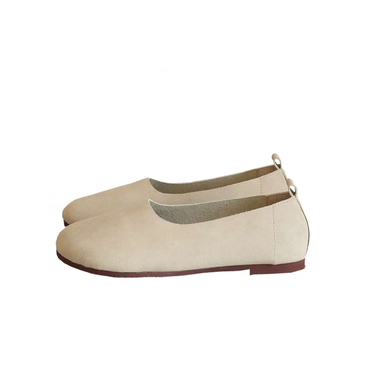 Round head flats summer handmade comfortable versatile one foot single shoes grandma shoes women