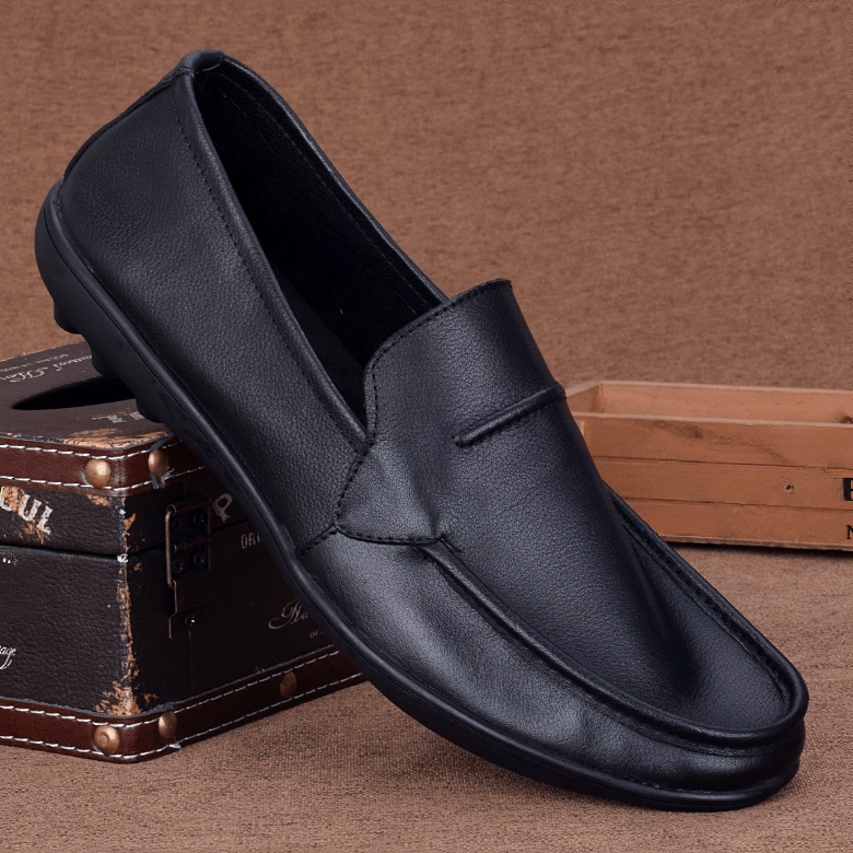 Soft leather breathable light lazy shoes men's leather single-layer cowhide casual leather shoes men's soft-soled one-pedal driving shoes men
