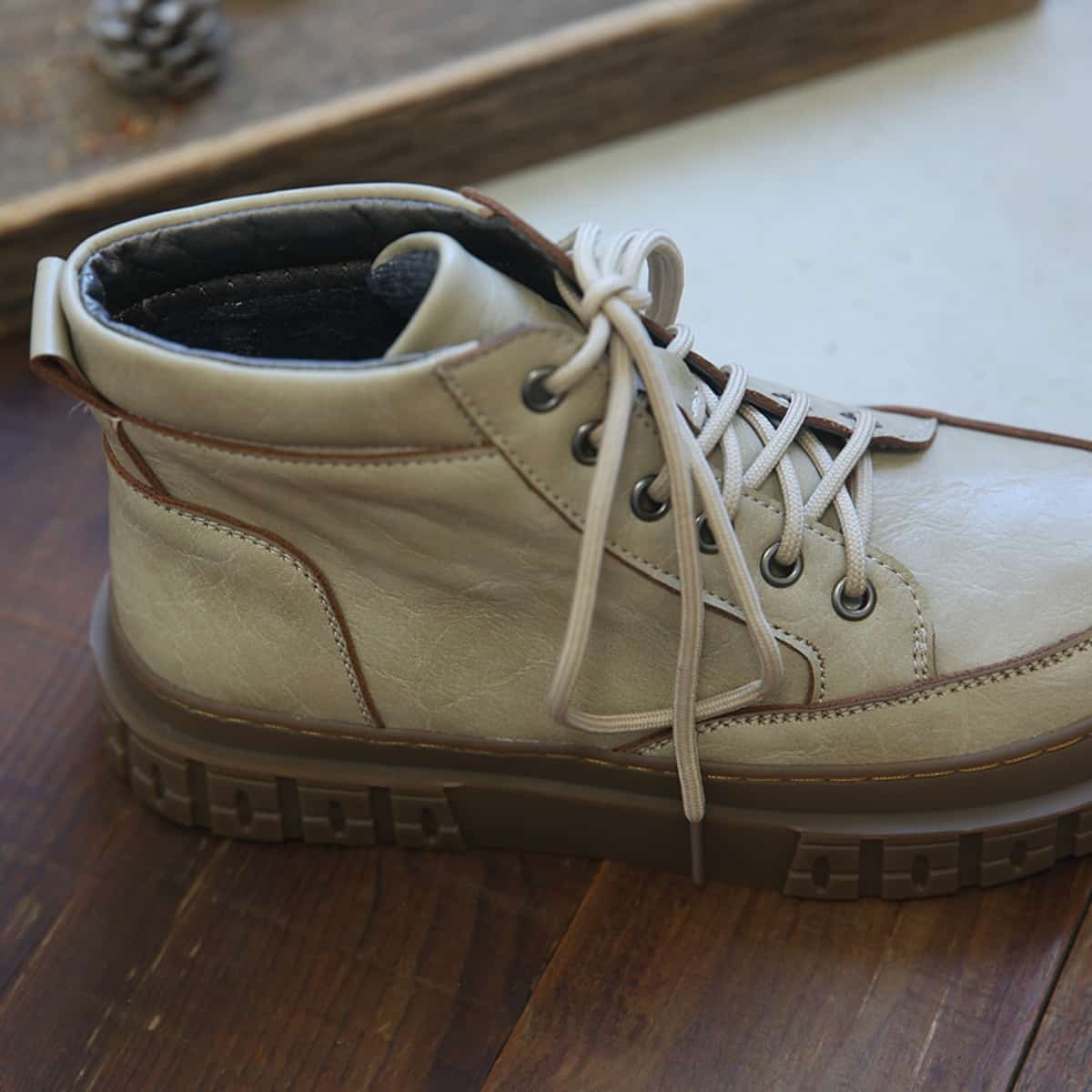 Round head lace-up thick-soled big-head Martin boots autumn new personalized versatile short boots