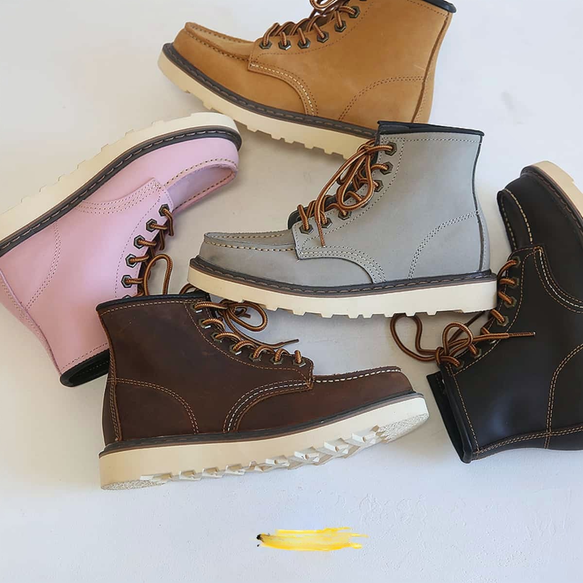 First layer cowhide round head strap flat bottom Martin boots women's autumn new couple short boots
