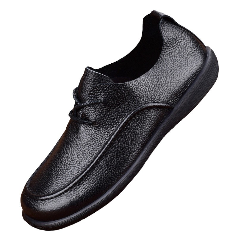 Leather men's shoes first layer cowhide lace-up versatile business casual leather shoes men's breathable soft-soled Doudou shoes