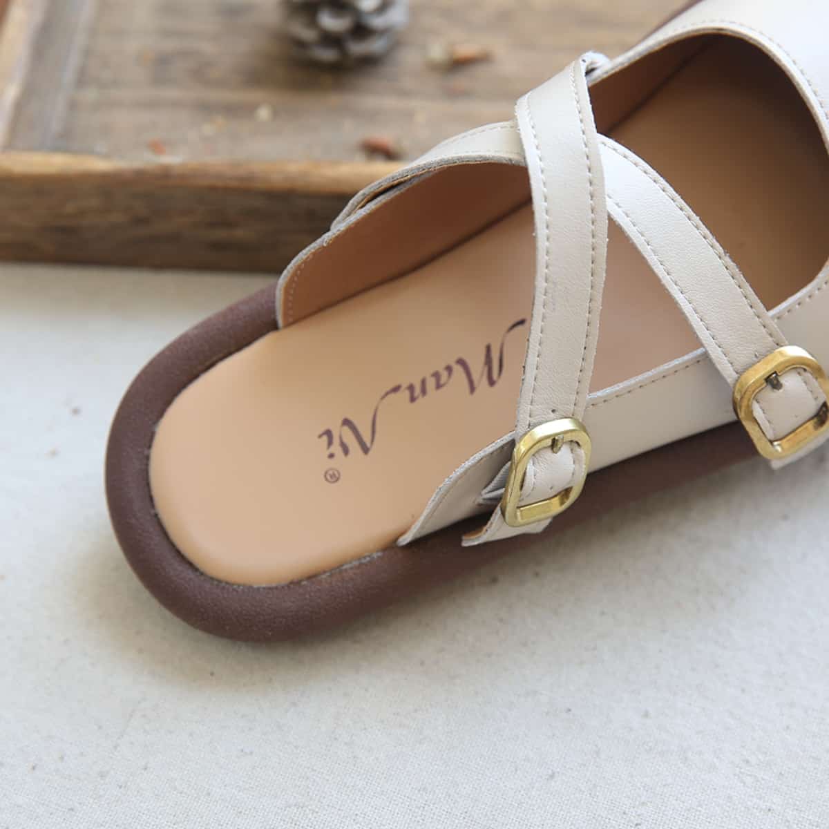 Leather bag head flat big head shoes summer cross belt comfortable cool slippers