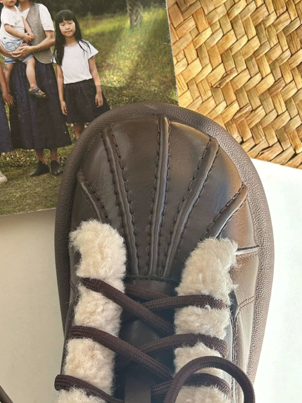 Imitation lamb wool round head lace-up short boots winter glossy flat-bottomed small leather boots snow boots