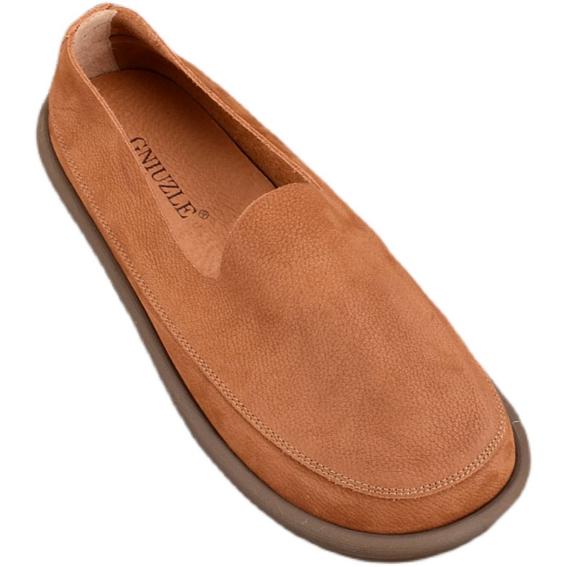 Summer breathable Doudou shoes men's leather soft-soled casual single-layer leather shoes wide feet round head one pedal driving shoes