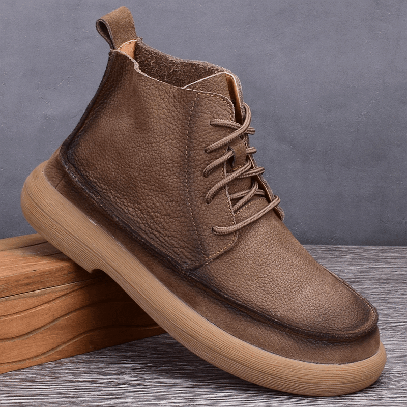 Leather Martin boots men's casual fashion versatile wide-footed big-headed leather boots men's loose high-top leather shoes style