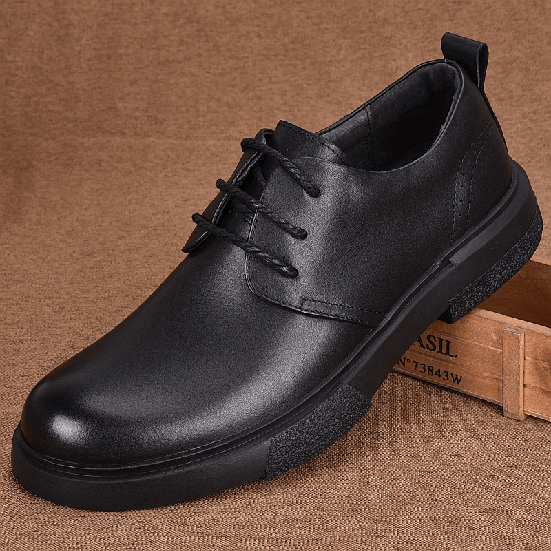 Leather breathable men's casual leather shoes daily thick sole soft sole versatile first layer cowhide lace-up business