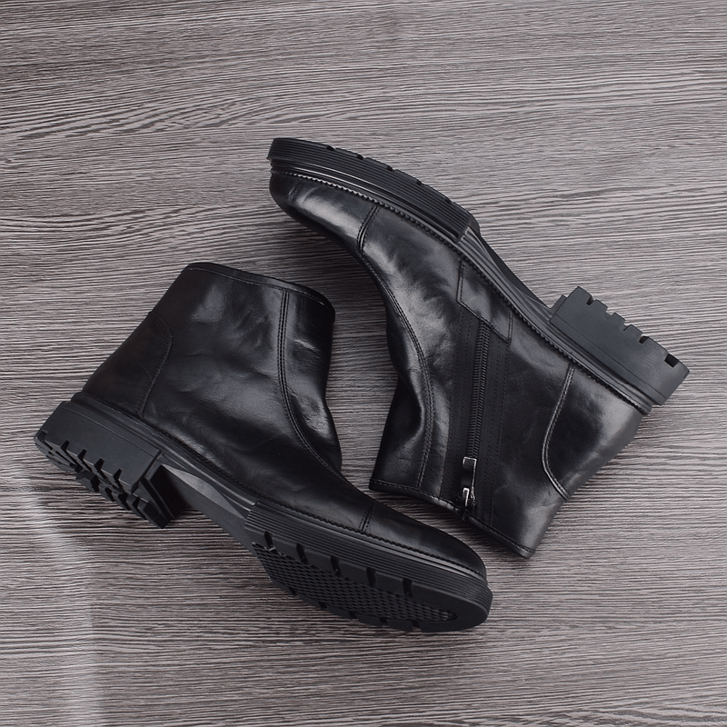 Martin boots men's leather non-slip boots medium top trend men's boots soft sole business