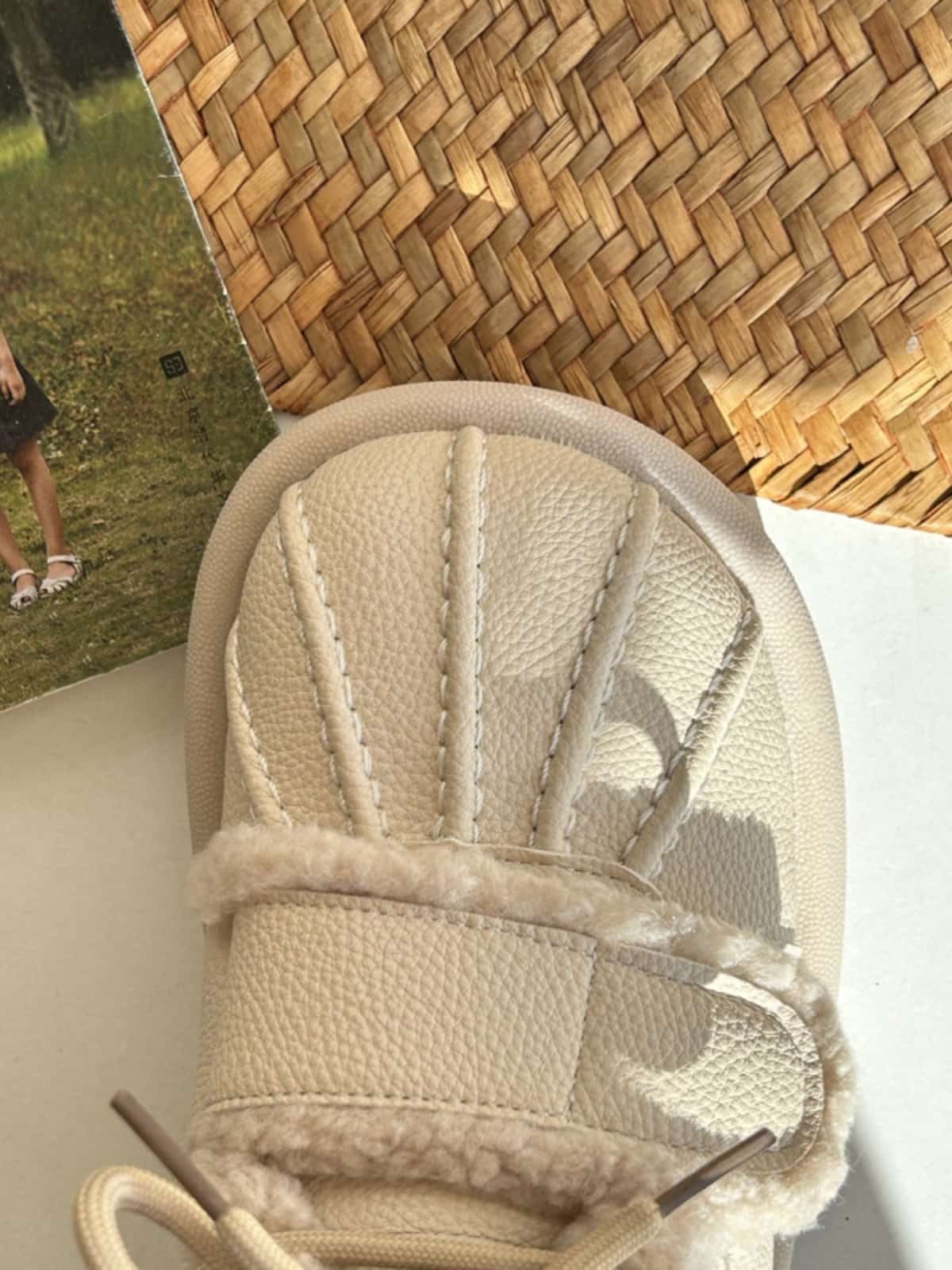 Imitation lamb wool round head flat-bottomed short boots winter cute glossy warm snow boots