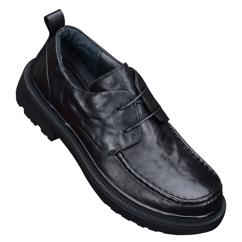 Casual leather shoes men's lace-up round head business first layer cowhide breathable thick sole men's shoes leather soft sole