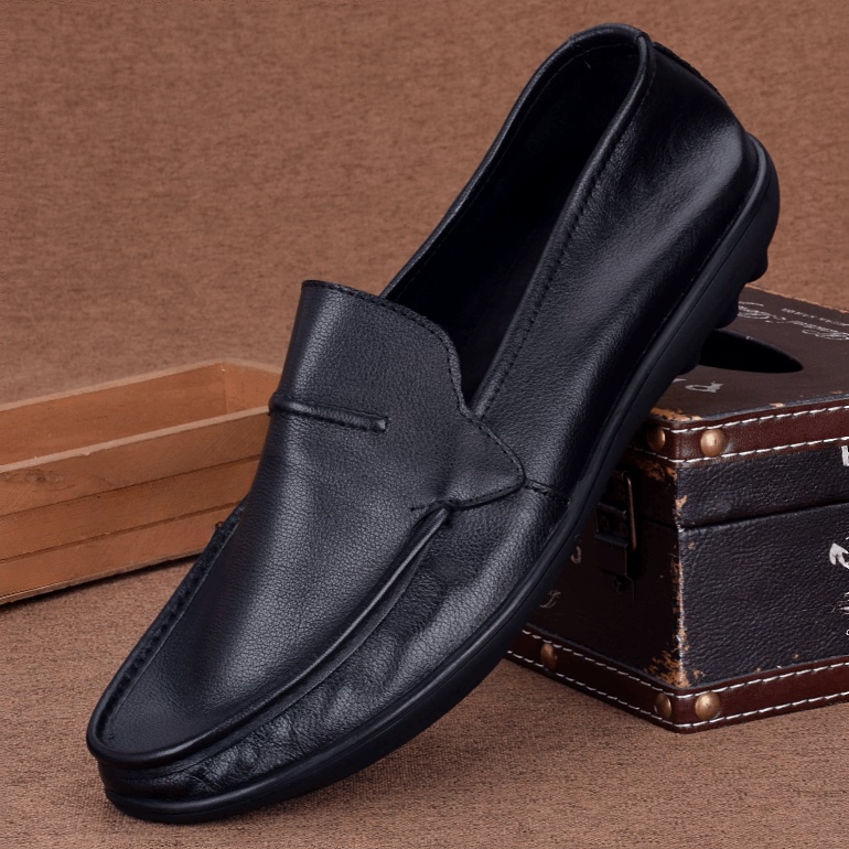 Soft leather breathable light lazy shoes men's leather single-layer cowhide casual leather shoes men's soft-soled one-pedal driving shoes men