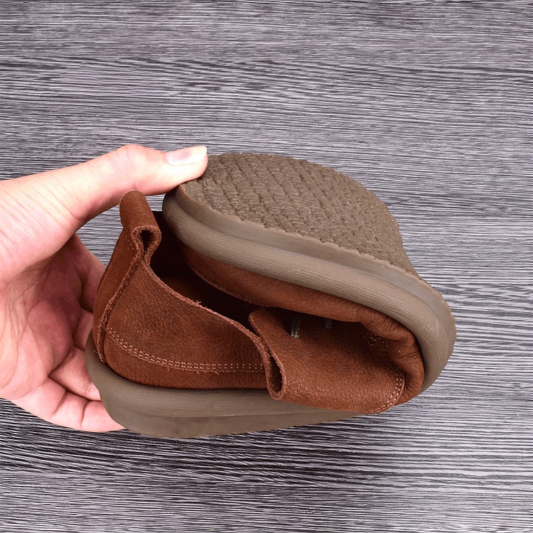 Summer leather single-layer cowhide men's leather shoes breathable fashion wide feet round head casual platform single shoes