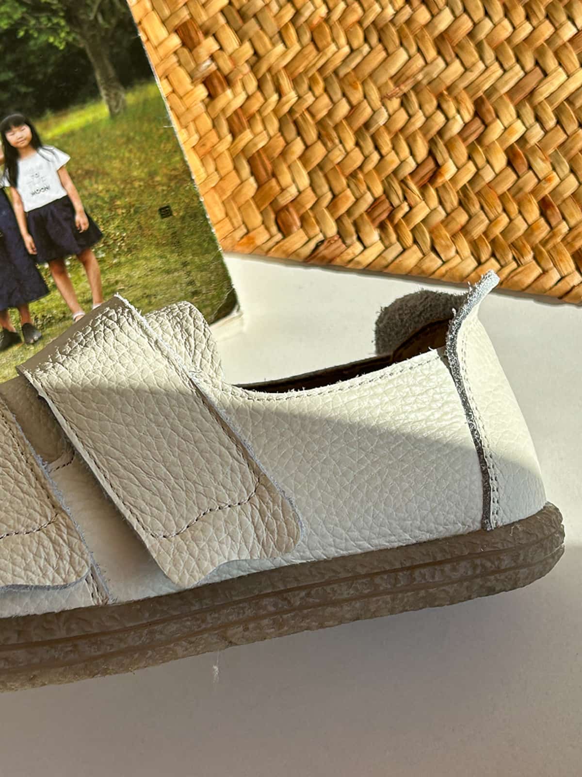 Leather Round Head Flat Shoes Velcro Soft Sole Versatile Little White Shoes