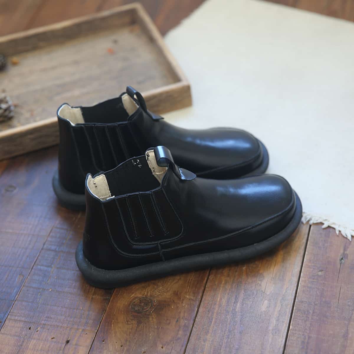 Round Head Flat Bottom Big Head Short Boots Comfortable Low Heel  Boots Women