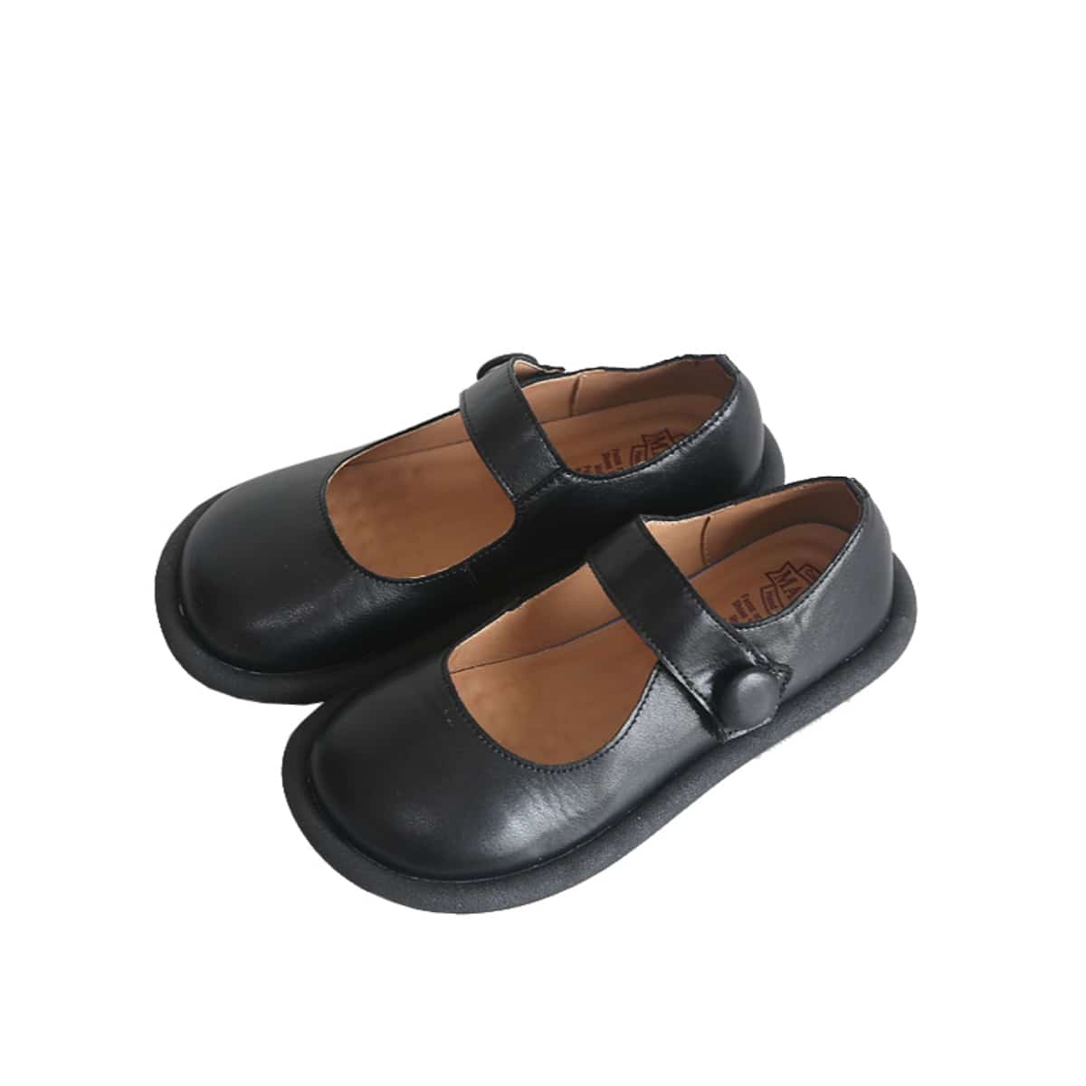 Leather round head shallow mouth flat shoes comfortable soft sole one word with small leather shoes sandals women