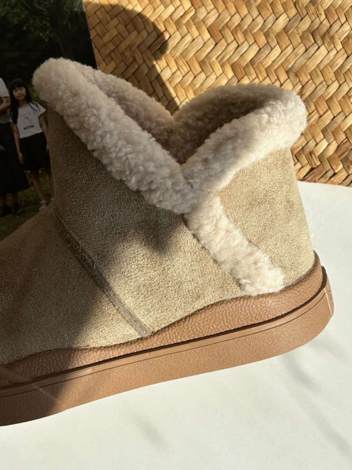 Imitation lamb wool round head flat-bottomed short boots, cute winter warm snow boots