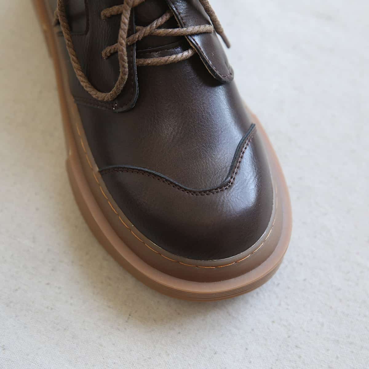 Glossy round head lace-up platform big head shoes new short boots Martin boots women