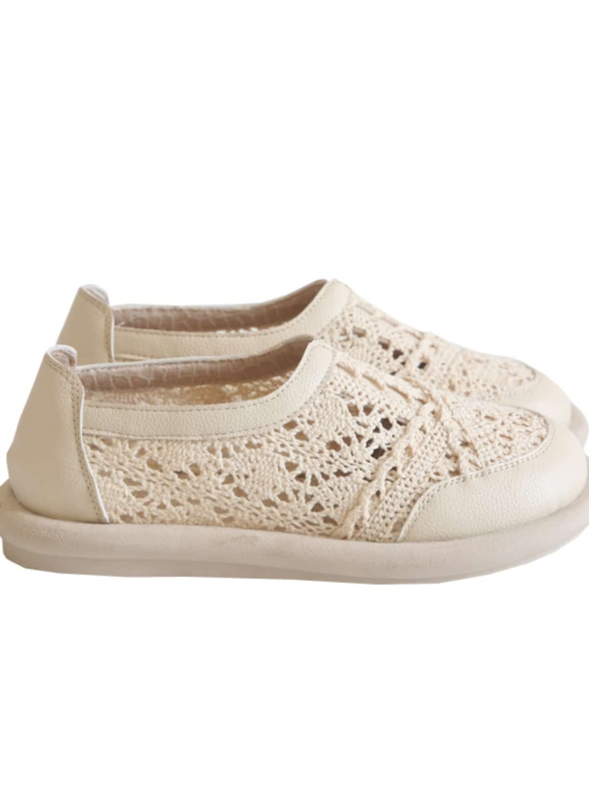 Hollow round head shallow mouth flat shoes cotton and linen breathable foot fisherman small net shoes single shoes summer