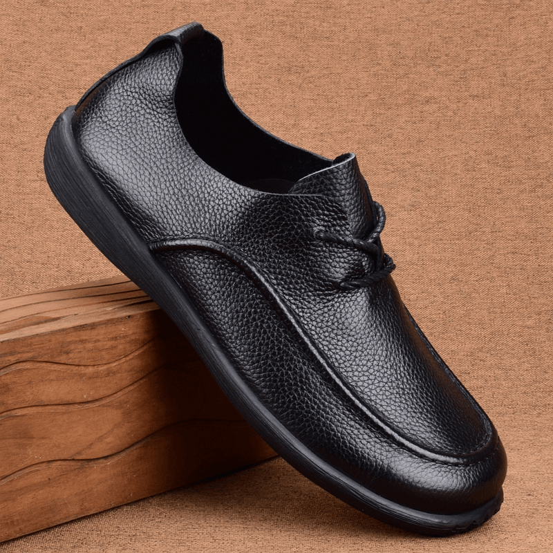 Leather men's shoes first layer cowhide lace-up versatile business casual leather shoes men's breathable soft-soled Doudou shoes