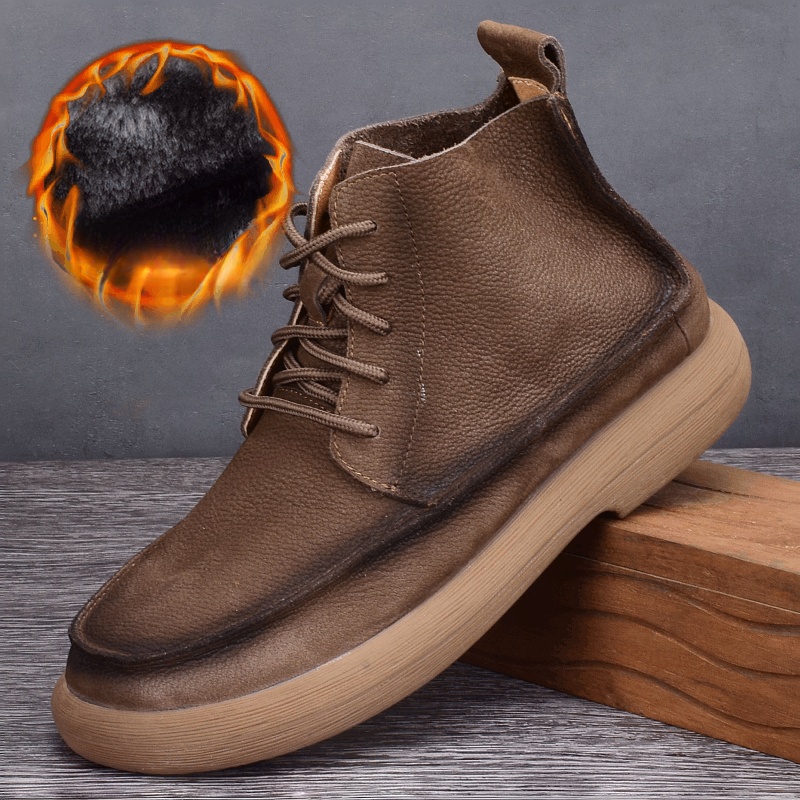 Autumn and winter leather Martin boots men's first layer cowhide breathable soft sole casual leather shoes fashion boots men